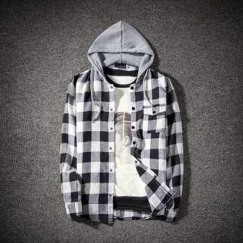 vetement femme 2018 hoodies Tracksuit Mens Autumn Casual Plaid Shirts Long Sleeve Pullover Shirt Top Hooded Blouse Sportswear