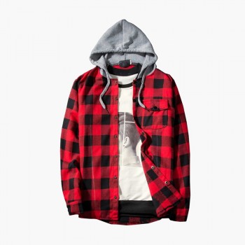 vetement femme 2018 hoodies Tracksuit Mens Autumn Casual Plaid Shirts Long Sleeve Pullover Shirt Top Hooded Blouse Sportswear