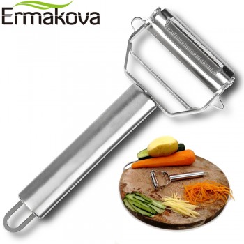 ERMAKOVA Dual Fruit Vegetable Peeleramp;Julienne Peeler Cutter Sharp Stainless Steel Potato Carrot Grater Planing Kitchen Tools