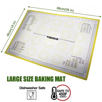 TEENRA 1PCS 66*46cm Non Stick Rolling Dough Mat Silicone Baking Mats And Liners Oven Silicone Pastry Mat Bakeware cozinha