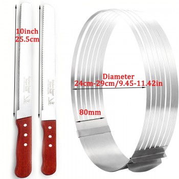 3pc/set Adjustable Cake Layer Cut Mousse Kitchen Chef Serrated Toast Knife Cake Slicer Device Mold Bakeware Baking Cake Tools