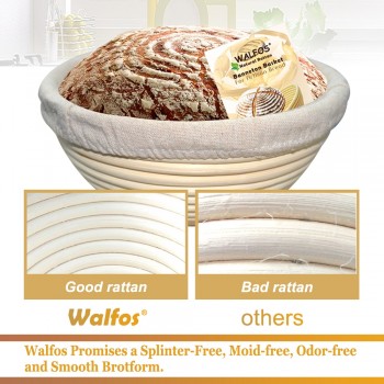 WALFOS  Natural Rattan Fermentation Wicker Basket Country Baguette French Bread Mass Proofing Baskets Dough Banneton Baskets