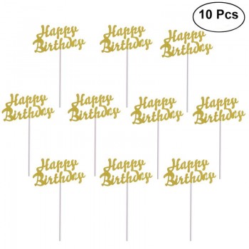10 Pcs Happy Birthday Cake Topper Creative Dessert Cake Decorations Children Kids Baby Boy Girl Adult Party Decoration Supplies