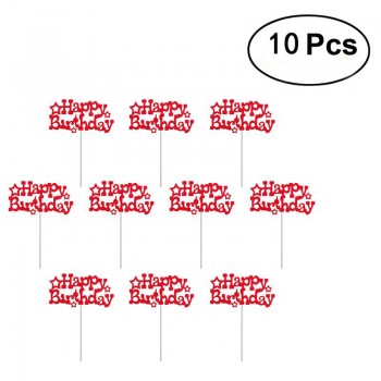 10 Pcs Happy Birthday Cake Topper Creative Dessert Cake Decorations Children Kids Baby Boy Girl Adult Party Decoration Supplies