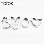 Tofok 4pcs Set Stainless Steel Biscuit Cookie Mold Easter Kitchenware 3D Cookie Cutter DIY Baking Decor Pastry Modelling Tools