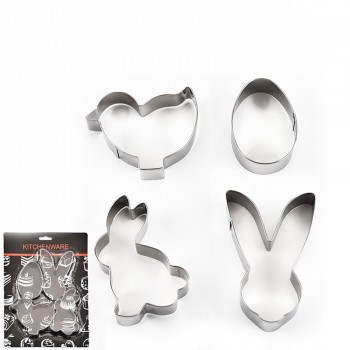 Tofok 4pcs Set Stainless Steel Biscuit Cookie Mold Easter Kitchenware 3D Cookie Cutter DIY Baking Decor Pastry Modelling Tools
