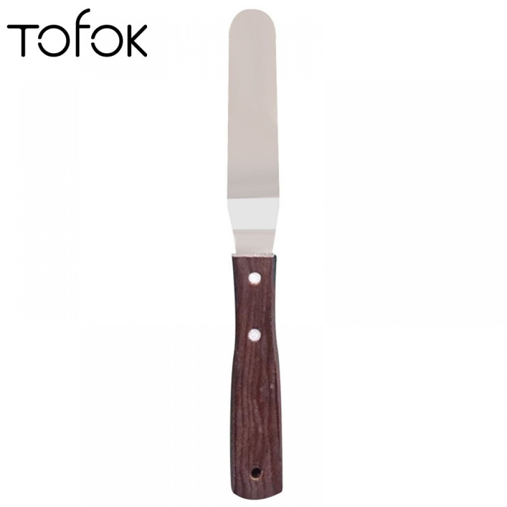 Tofok 1 PC 4/6/8/10/12 Inch Cream Knife Roasting Pastry Stainless Steel Butter Cake Spatula Smoother Wooden Handle Kitchen Tools