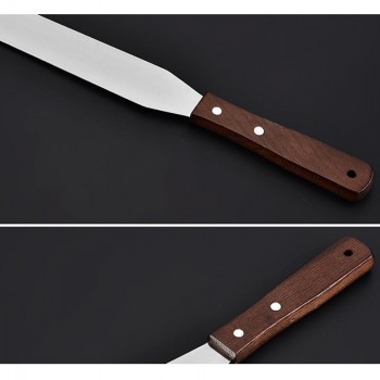 Tofok 1 PC 4/6/8/10/12 Inch Cream Knife Roasting Pastry Stainless Steel Butter Cake Spatula Smoother Wooden Handle Kitchen Tools