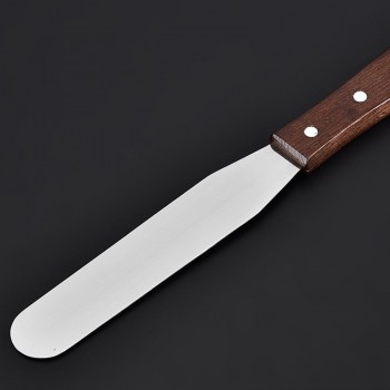 Tofok 1 PC 4/6/8/10/12 Inch Cream Knife Roasting Pastry Stainless Steel Butter Cake Spatula Smoother Wooden Handle Kitchen Tools