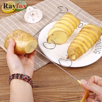Potato Spiral Cutter Slicer Stainless Steel + Plastic Fried Potatoes Kitchen Accessories Tools Carrots Cucumber Rotate Shredder