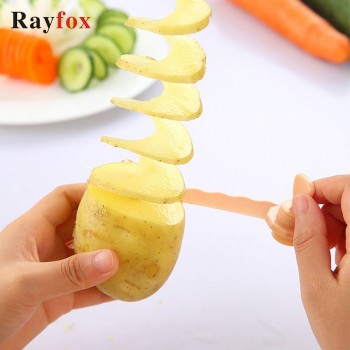 Potato Spiral Cutter Slicer Stainless Steel + Plastic Fried Potatoes Kitchen Accessories Tools Carrots Cucumber Rotate Shredder