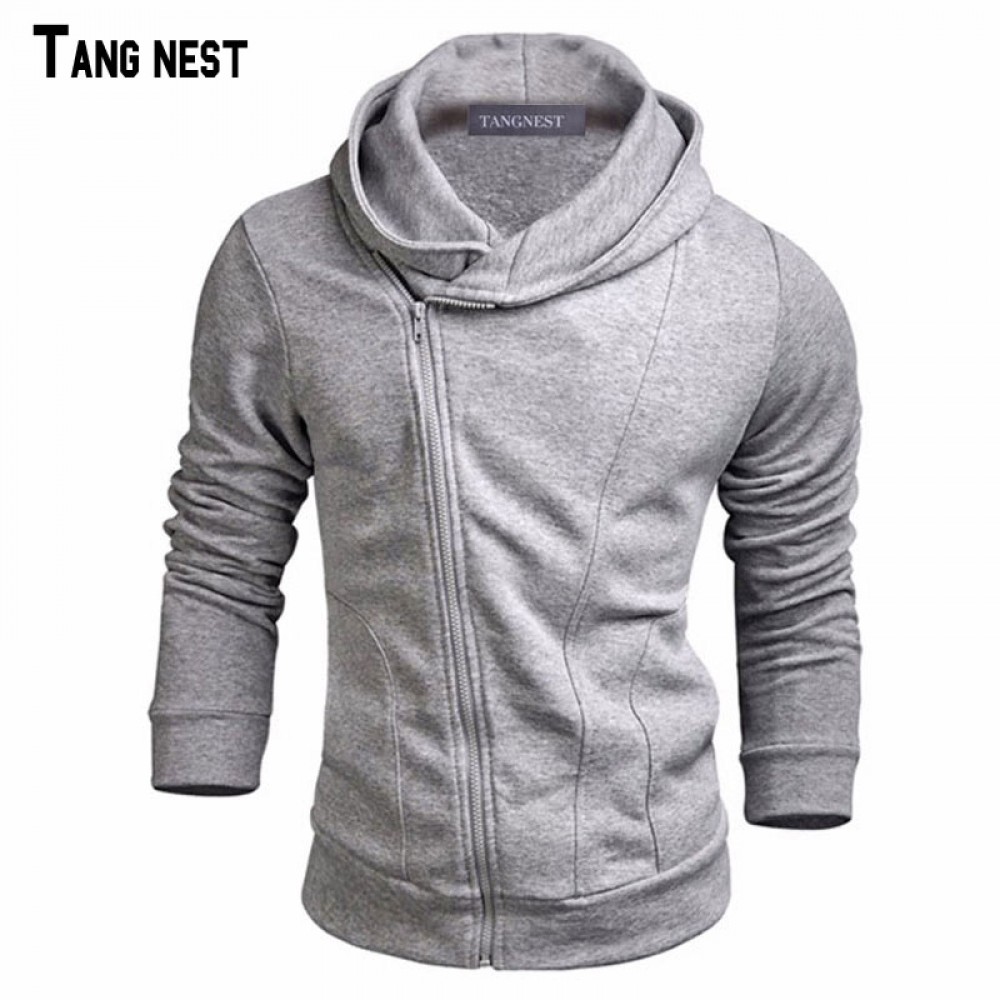 TANGNEST Men Hoodies 2019 New Design Male Solid Casual Fleece Sweatshirt Mens Slim Fit Zipper Popular Coat Size MWW883