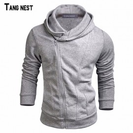 TANGNEST Men Hoodies 2019 New Design Male Solid Casual Fleece Sweatshirt Mens Slim Fit Zipper Popular Coat Size MWW883