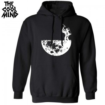 THE COOLMIND top quality long sleeve autumn funny casual men hoodies cotton blend fleece knitted loose men sweatshirts