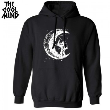 THE COOLMIND top quality long sleeve autumn funny casual men hoodies cotton blend fleece knitted loose men sweatshirts