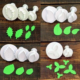 3pcs/set Four Style Leaves Shape Spring Fondant Cake Tools, Cookie Molds, Bakware Decorating