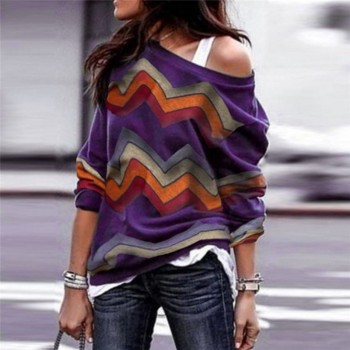 ELSVIOS 3XL Sexy off shoulder Women print blouse shirt Elegant Autumn long sleeve Knitted Pullover Blusas 21 colors style Jumper