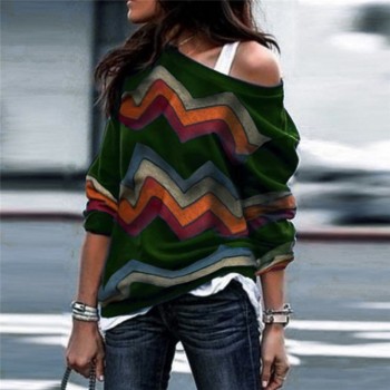 ELSVIOS 3XL Sexy off shoulder Women print blouse shirt Elegant Autumn long sleeve Knitted Pullover Blusas 21 colors style Jumper