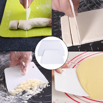 Urijk 3PCs/Set Pastry Dough Cutter Cake Bread Slicer Baking Pasty Tools Scraper Cake Blade Silicone Spatula For Cake Patisserie