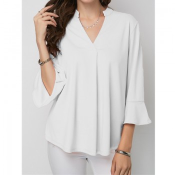 Dropship Womens Tops And Blouses Plus Size Shirt Blouse Shirts Tops Streetwear Blusas Mujer De Moda 2018 White Chiffon V-neck