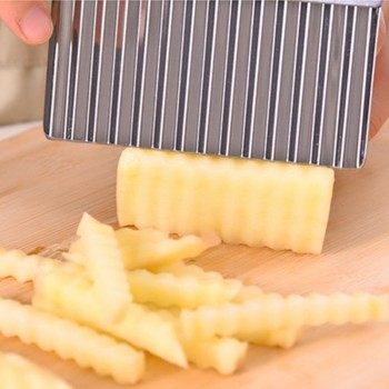 Potato French Fry Cutter Stainless Steel Kitchen Accessories Serrated Blade Easy Slicing Banana Fruits Potato Wave Knife Chopper