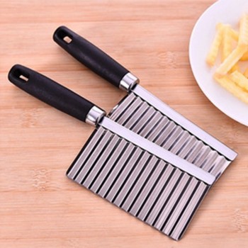 Potato French Fry Cutter Stainless Steel Kitchen Accessories Serrated Blade Easy Slicing Banana Fruits Potato Wave Knife Chopper