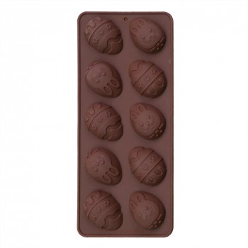 10-Cavity Easter Egg Silicone Chocolate Mold DIY Baking Cake Mold Random Colors Delivery