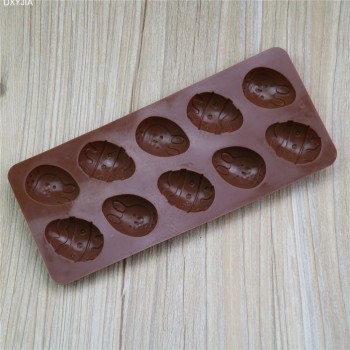 10-Cavity Easter Egg Silicone Chocolate Mold DIY Baking Cake Mold Random Colors Delivery