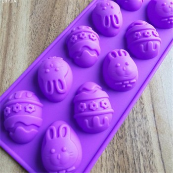 10-Cavity Easter Egg Silicone Chocolate Mold DIY Baking Cake Mold Random Colors Delivery