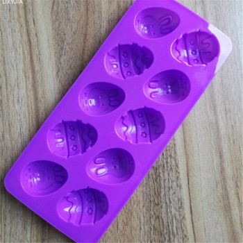 10-Cavity Easter Egg Silicone Chocolate Mold DIY Baking Cake Mold Random Colors Delivery