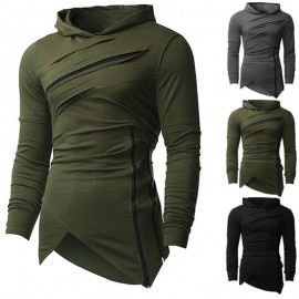 2019 fashion Hoodies Men Ripped Zip irregular Scratches Sweatshirts Mens Hip Hop slim hooded Hoodie Pullovers Sweatshirt men