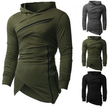 2019 fashion Hoodies Men Ripped Zip irregular Scratches Sweatshirts Mens Hip Hop slim hooded Hoodie Pullovers Sweatshirt men
