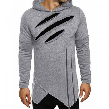 2019 fashion Hoodies Men Ripped Zip irregular Scratches Sweatshirts Mens Hip Hop slim hooded Hoodie Pullovers Sweatshirt men