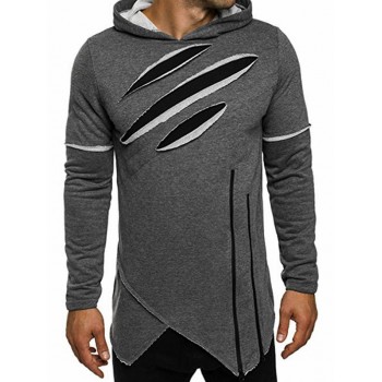 2019 fashion Hoodies Men Ripped Zip irregular Scratches Sweatshirts Mens Hip Hop slim hooded Hoodie Pullovers Sweatshirt men