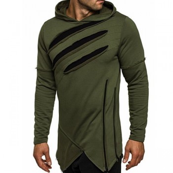2019 fashion Hoodies Men Ripped Zip irregular Scratches Sweatshirts Mens Hip Hop slim hooded Hoodie Pullovers Sweatshirt men