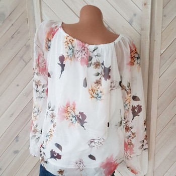 Plus Size Chiffon Shirt Casual Tops 2018 New Full Sleeve O-Neck Print Autumn Winter Blouse Women Fashion Retro Loose Blusas 5XL