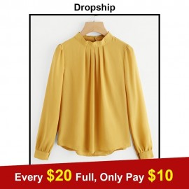 Dropship Womens Tops And Blouses Shirt Blouse Shirts Tops Blusas Mujer De Moda 2018 White Ladies Chiffon Summer Long Sleeve
