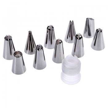 Anpro 12 Pcs/Set Silicone Icing Piping Cream Pastry Bag Stainless Steel Nozzle Pastry Tips Converter DIY Cake Decorating Tools