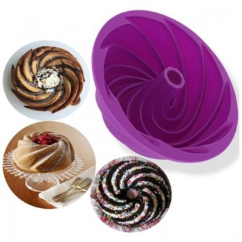 3D Big Swirl Shape Silicone Butter Cake Mould Kitchen Baking Form Tools for Cake Bakery Baking Dish Bakeware Mold Cake Pan