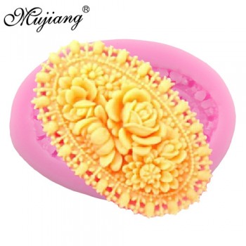 Mujiang Heart Rose Lace Silicone Molds Wedding Cupcake Fondant Cake Decorating Tools Gumpaste Chocolate Mold Soap Clay Moulds