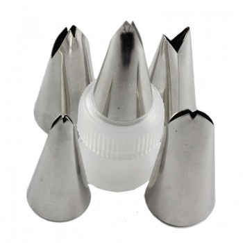 Mujiang 5 Pcs Set Leaves Nozzles Stainless Steel Icing Piping Nozzles Tips Pastry Tips For Cake Decorating Pastry Fondant Tools