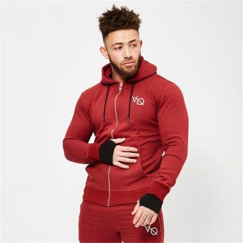YEMEKE Fall new men cotton sweatshirt gyms Fitness bodybuilding Hoodies Casual fashion Hooded Jacket zipper slim fit Sportswear