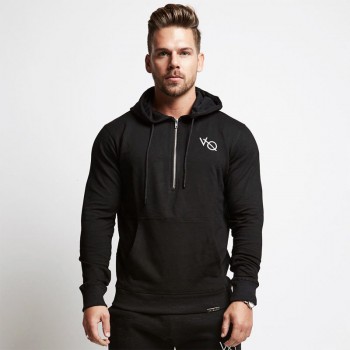YEMEKE Fall new men cotton sweatshirt gyms Fitness bodybuilding Hoodies Casual fashion Hooded Jacket zipper slim fit Sportswear