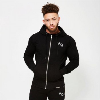 YEMEKE Fall new men cotton sweatshirt gyms Fitness bodybuilding Hoodies Casual fashion Hooded Jacket zipper slim fit Sportswear