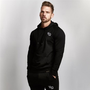 YEMEKE Fall new men cotton sweatshirt gyms Fitness bodybuilding Hoodies Casual fashion Hooded Jacket zipper slim fit Sportswear