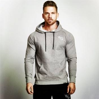 YEMEKE Fall new men cotton sweatshirt gyms Fitness bodybuilding Hoodies Casual fashion Hooded Jacket zipper slim fit Sportswear