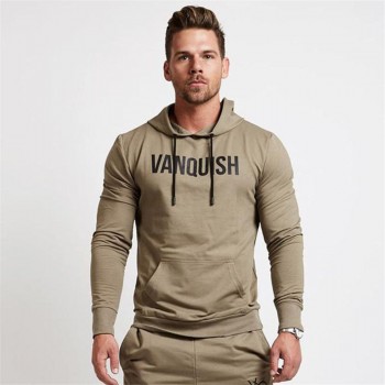 YEMEKE Fall new men cotton sweatshirt gyms Fitness bodybuilding Hoodies Casual fashion Hooded Jacket zipper slim fit Sportswear