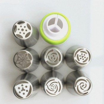 7/8/9 PCS Pastry Nozzles And Coupler Icing Piping Tips Sets Stainless Steel Rose Cream Bakeware Cupcake Cake Decorating
