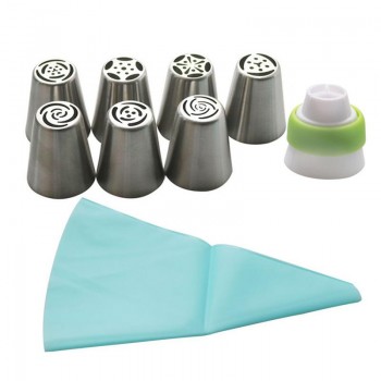 7/8/9 PCS Pastry Nozzles And Coupler Icing Piping Tips Sets Stainless Steel Rose Cream Bakeware Cupcake Cake Decorating