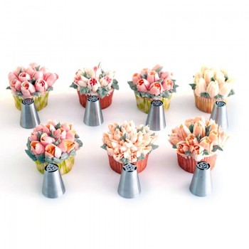 7/8/9 PCS Pastry Nozzles And Coupler Icing Piping Tips Sets Stainless Steel Rose Cream Bakeware Cupcake Cake Decorating